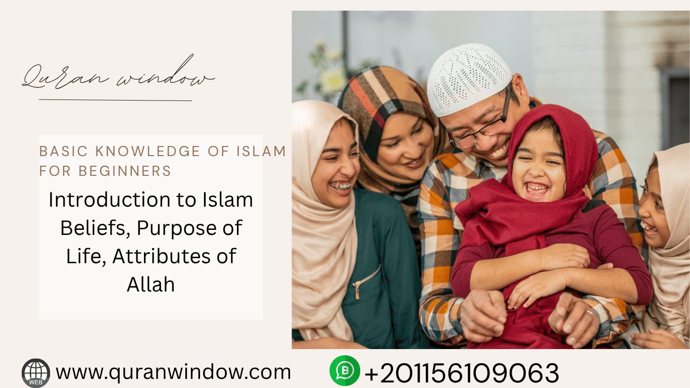 Open Quran and a person writing notes, promoting basic knowledge of Islam for beginners with a clean, beginner-friendly design.