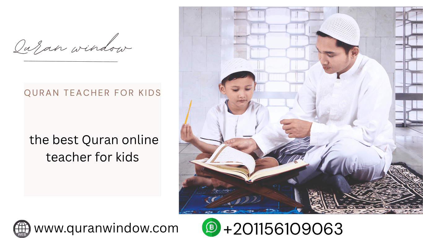 Quran online teacher for kids guiding a young Muslim child