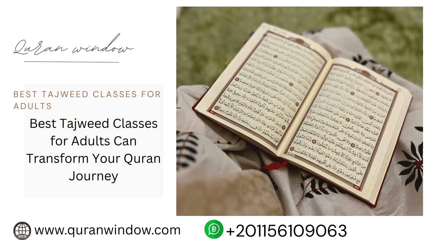 Tajweed classes for adults with Quran teacher helping a student recite correctly