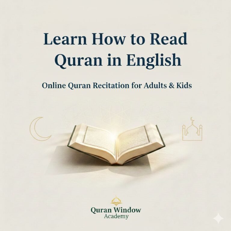 Learn how to read Quran in English with confidence 🌙 Online Quran recitation classes for adults and kids with qualified Al-Azhar teachers.